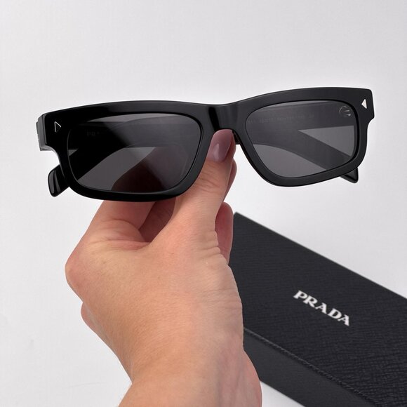 Prada PRB11S Sunglasses – Black Rectangle Frame Grey Crystal | Model 16K731 - Picture 2 of 11
